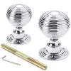 Polished Chrome Hollow Beehive Door Knobs