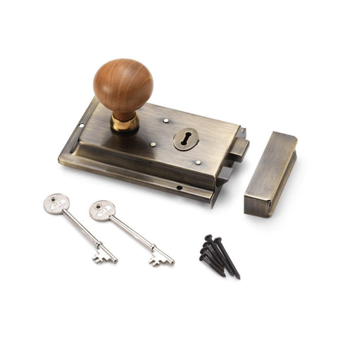 Antique Brass Flanged Rim Lock