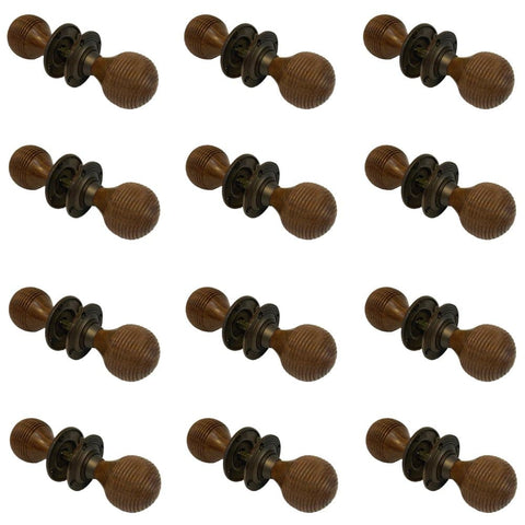 12 Pairs of Rosewood & Matt Antique Beehive Door Knobs