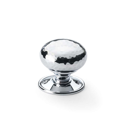 Polished Chrome Hammered Cottage Door Knobs
