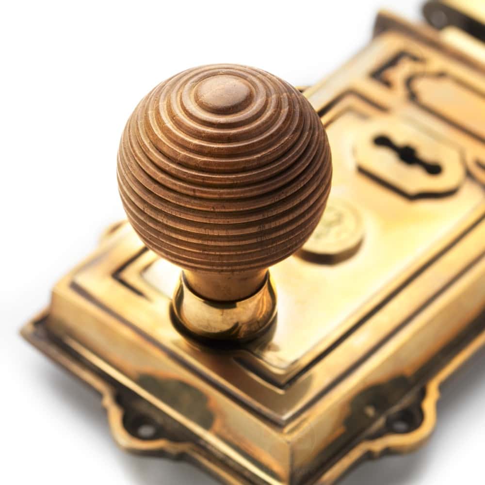 Aged Brass Davenport Rim Lock Teak Aged Brass Beehive Knobs | AB ...