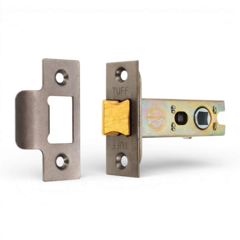 Pewter heavy duty tubular mortice door latch 3 inch FD30 FD60 fire rated with striker plate