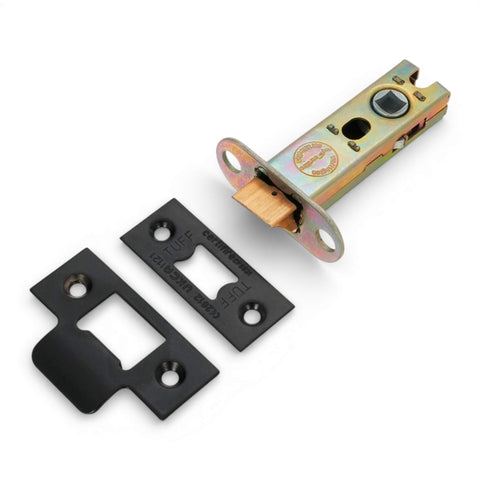 3 inch powder coated black heavy duty tubular door latch CE certified with brass latch bolt and strike plates
