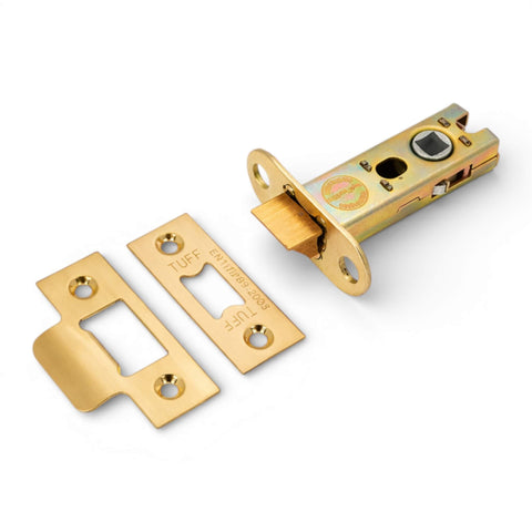 3 inch satin brass heavy duty tubular door latch CE certified with brass latch bolt and strike plates
