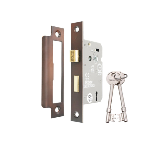 2.5" Aged Bronze CE 3 Lever Mortice Sash Lock FD60