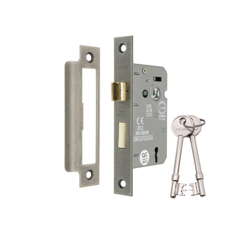 2.5" Pewter CE 3 Lever Mortice Sash Lock FD60