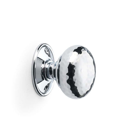 Polished Chrome Hammered Cottage Door Knobs