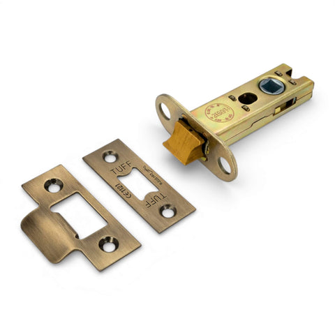 4 inch antique brass heavy duty tubular door latch CE certified with brass latch bolt and strike plates