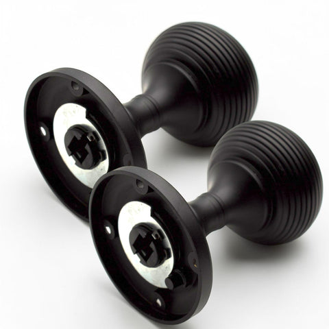 Black Sprung Beehive Mortice Door Knob Pair with Spindle and Fixing Screws Included