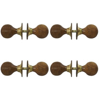 Thumbnail for 4 pairs rosewood aged brass beehive door knobs