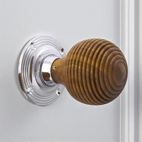 4 Pairs Rosewood & Polished Chrome Beehive Door Knobs