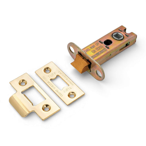 4 inch polished brass heavy duty tubular door latch CE certified with brass latch bolt and strike plates