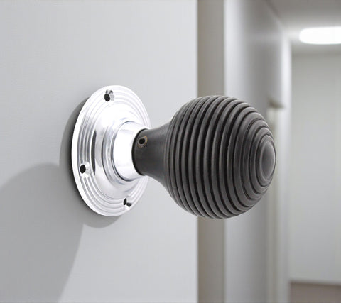 5 Pairs Ebonised & Polished Chrome Beehive Door Knobs