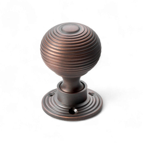 50mm Aged Bronze Hollow Beehive Rim Mortice Door Knobs