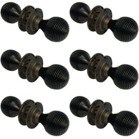 Thumbnail for 6 pairs of ebonised matt antique beehive door knobs