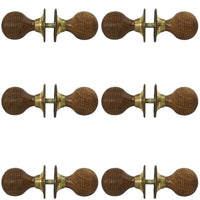 Thumbnail for 6 pairs aged brass rosewood beehive door knobs