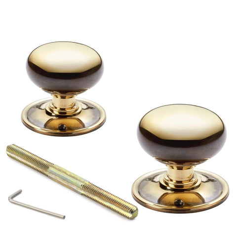 65mm Aged Solid Brass Cottage Rim Mortice Door Knobs Knob Pair Set Quality