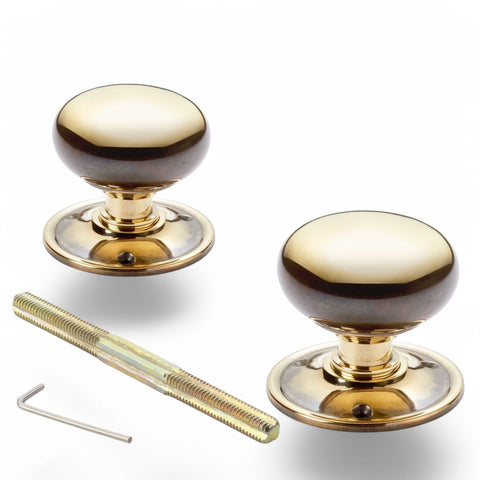 65mm Large Aged Solid Brass Cottage Rim Mortice Door Knobs Knob Pair Set New