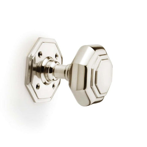 11 Pairs Of Large Polished Nickel Octagonal Door Knobs