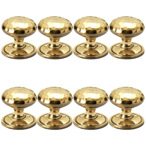 8 Large Solid Aged Brass Hammered Cupboard Door Knobs Cabinet Pull Kitchen Knob