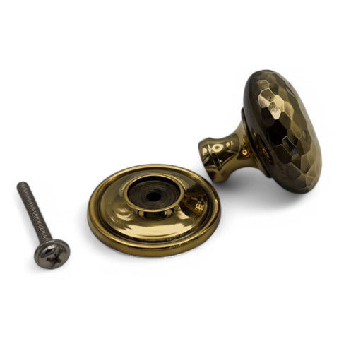 8 Large Solid Aged Brass Hammered Cupboard Door Knobs Cabinet Pull Kitchen Knob