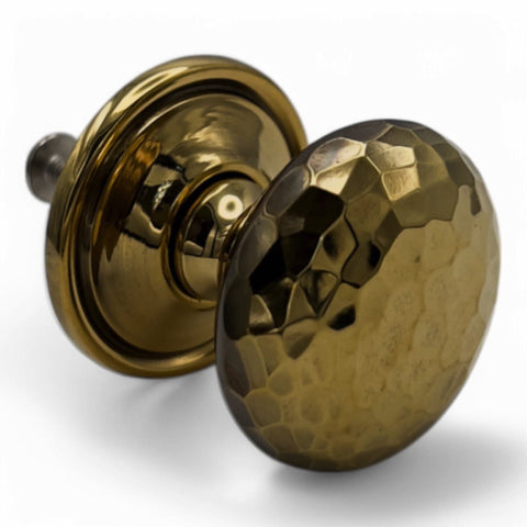 8 Large Solid Aged Brass Hammered Cupboard Door Knobs Cabinet Pull Kitchen Knob