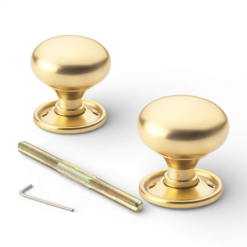 matt brass cottage mortice door knob on round rose traditional brass door furniture