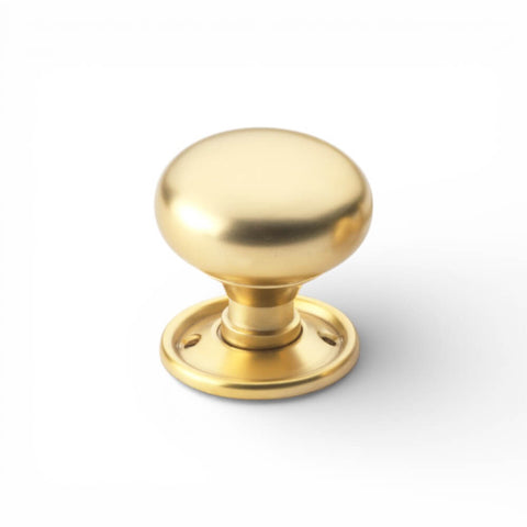 solid brass matt finish cottage door knob on round backplate