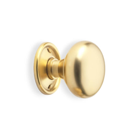 matt brass cottage mortice door knob on round rose traditional brass door furniture