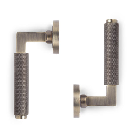 8 Pairs Antique Brass Knurled Internal Door Handles Set