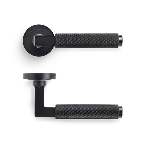 8 Pairs Black Knurled Internal Door Handles Set