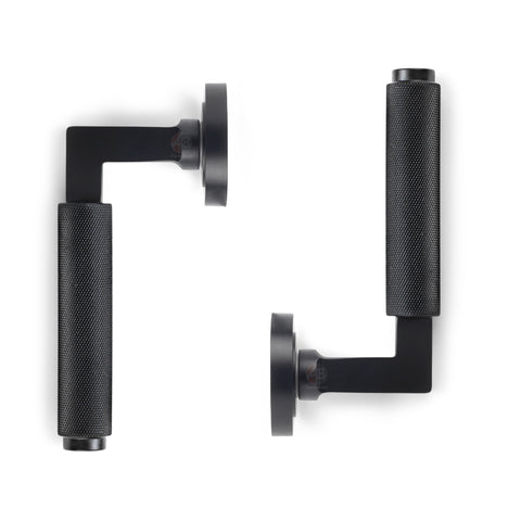 8 Pairs Black Knurled Internal Door Handles Set