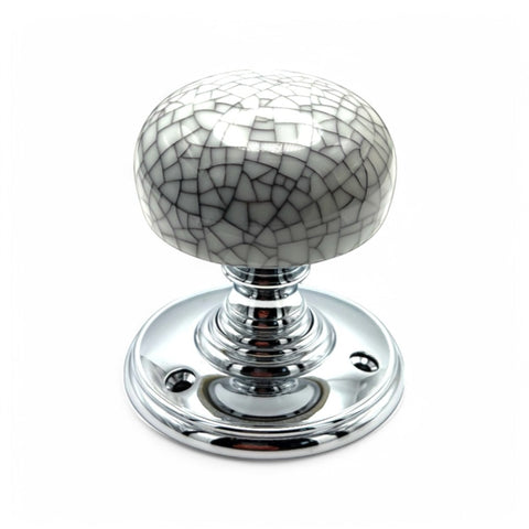 8 Pairs Blue Crackle Porcelain Polished Chrome Mortice Door Knob Pairs