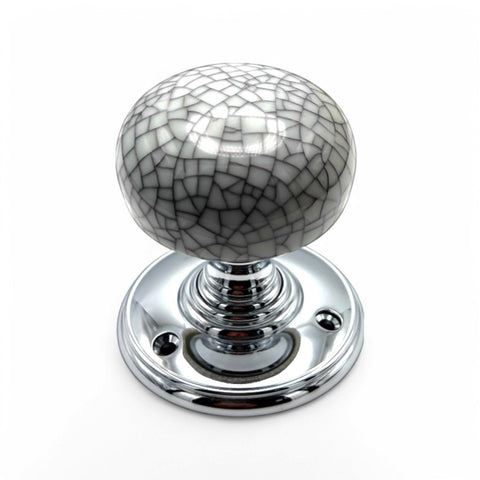 8 Pairs Blue Crackle Porcelain Polished Chrome Mortice Door Knob Pairs