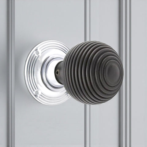 8 Pairs Ebonised & Polished Chrome Beehive Door Knobs