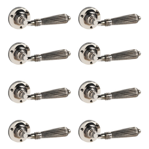 8 Pairs of Aged Nickel Regency Lever Door Handles