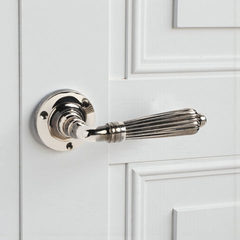 8 Pairs of Aged Nickel Regency Lever Door Handles