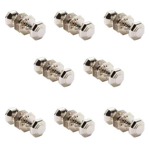 8 Pairs Of Large Polished Nickel Octagonal Door Knobs