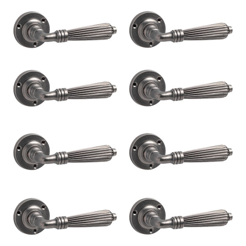 8 Pairs of Pewter Regency Lever Door Handles
