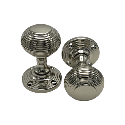 8 Pairs of Polished Nickel Beehive Sprung Mortice Solid Door Knobs Knob Pair Set