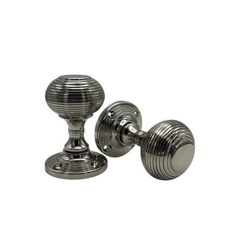 8 Pairs of Polished Nickel Beehive Sprung Mortice Solid Door Knobs Knob Pair Set
