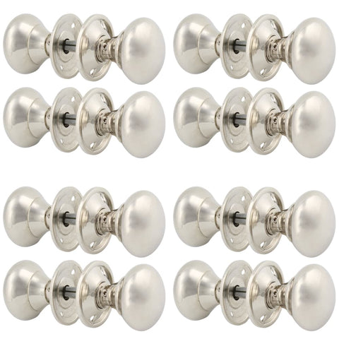 8 pairs of polished nickel mushroom cottage door knobs