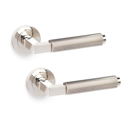 8 Pairs Polished Nickel Knurled Internal Door Handles Set