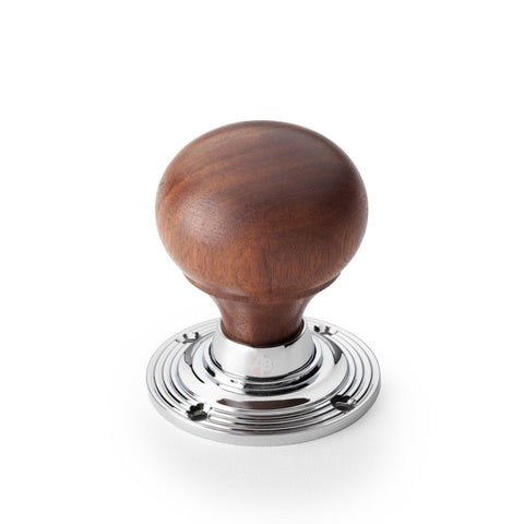 10 Pairs Rosewood Polished Chrome Round Plain Bun Rim Mortice Door Knobs