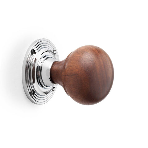 11 Pairs Rosewood Polished Chrome Round Plain Bun Rim Mortice Door Knobs