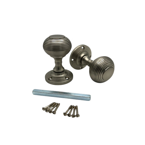 8 Pairs Satin Nickel Beehive Sprung Mortice Solid Door Knobs Knob Pair Set