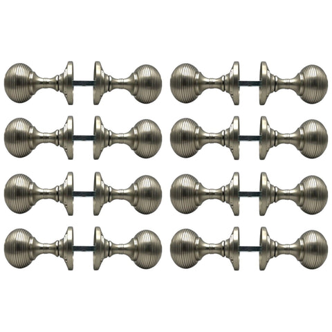 8 Pairs Satin Nickel Beehive Sprung Mortice Solid Door Knobs Knob Pair Set