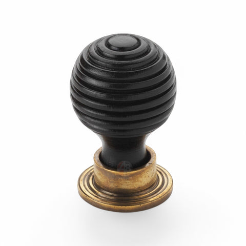 9 Small Black Ebonised Beehive Cupboard Door Knobs Cabinet Wooden Wood Pull