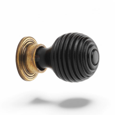 10 Small Black Ebonised Beehive Cupboard Door Knobs Cabinet Wooden Wood Pull