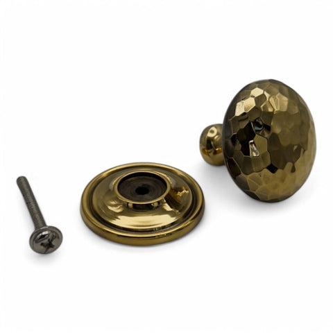 8 Small Solid Aged Brass Hammered Cupboard Door Knobs Cabinet Pull